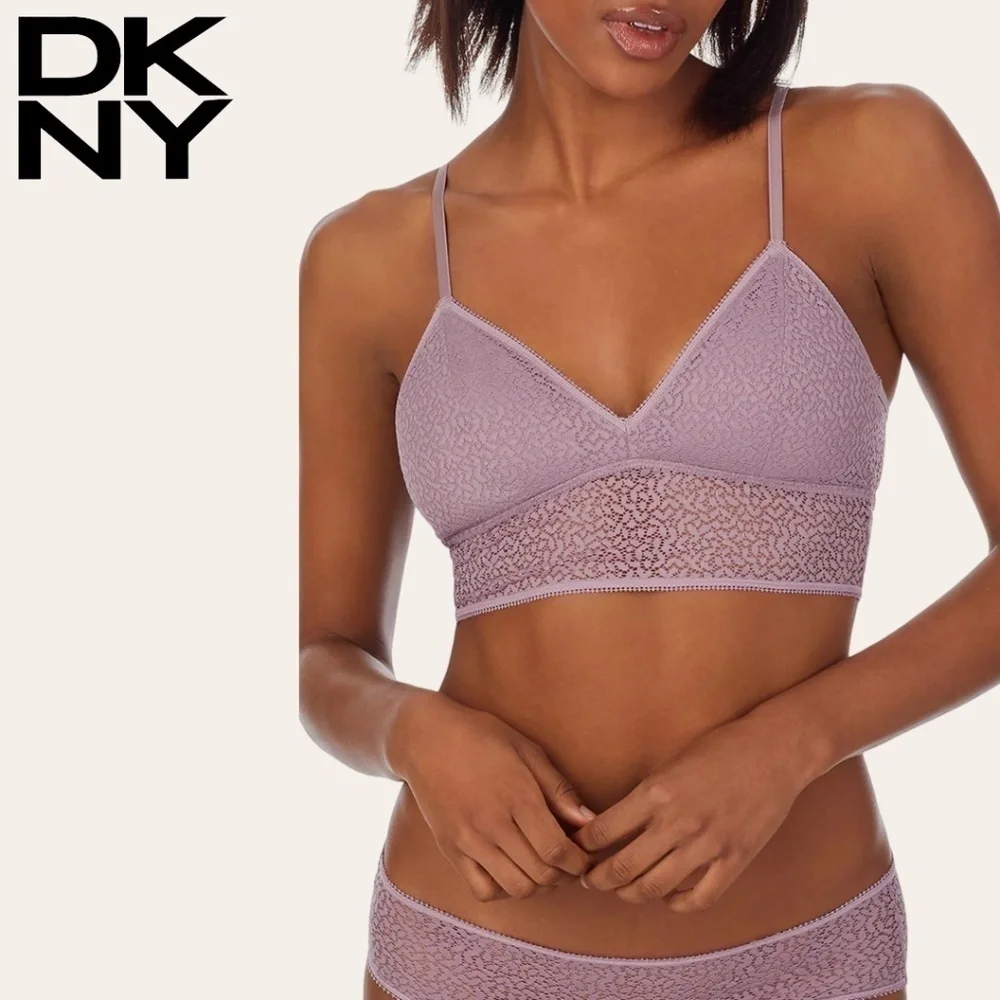 DKNY Modern All-Lace V-Neck Racerback Wireless Longline Bralette NWT/XL